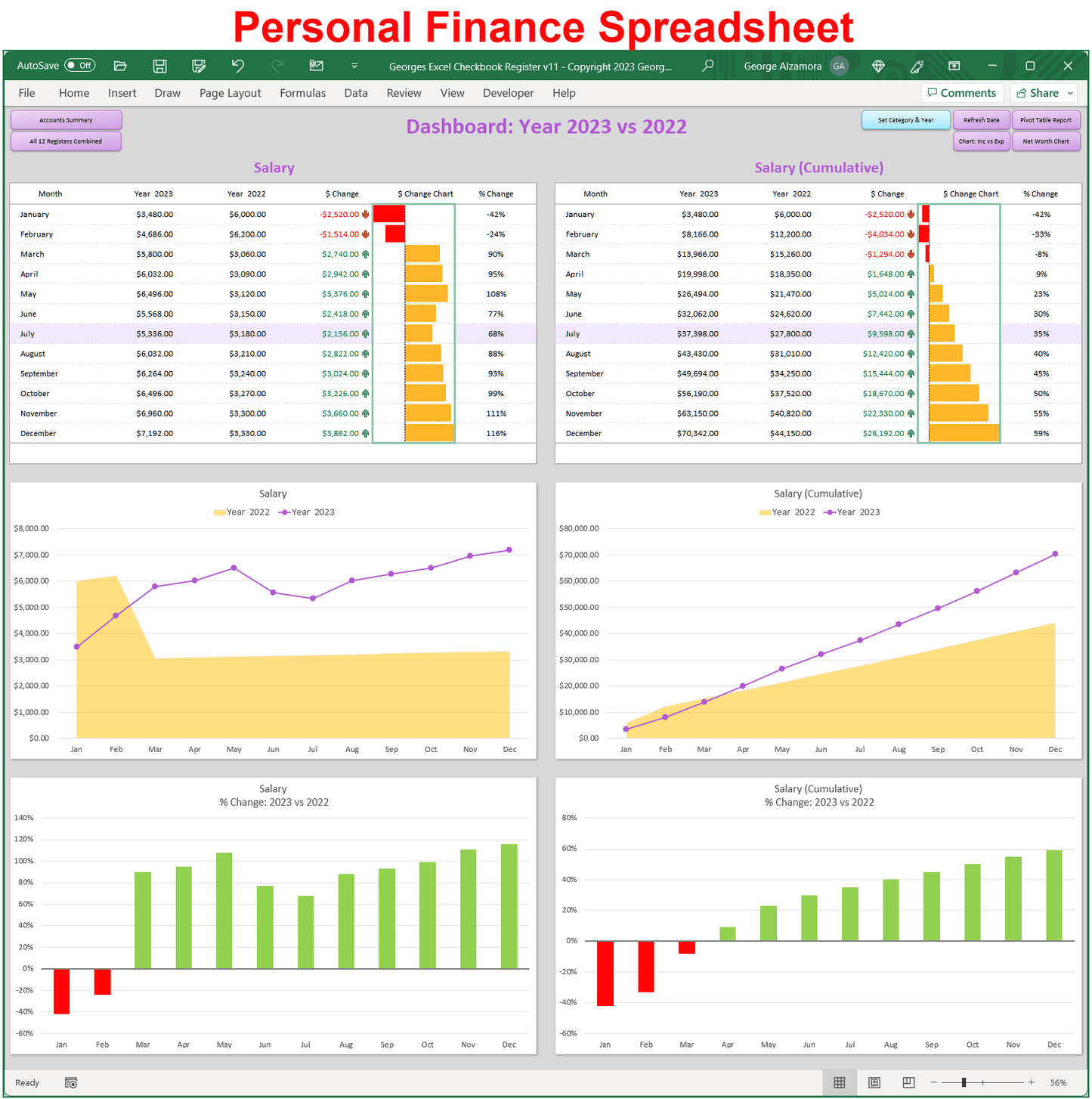 Checkbook App | Georges Excel Checkbook Register v13