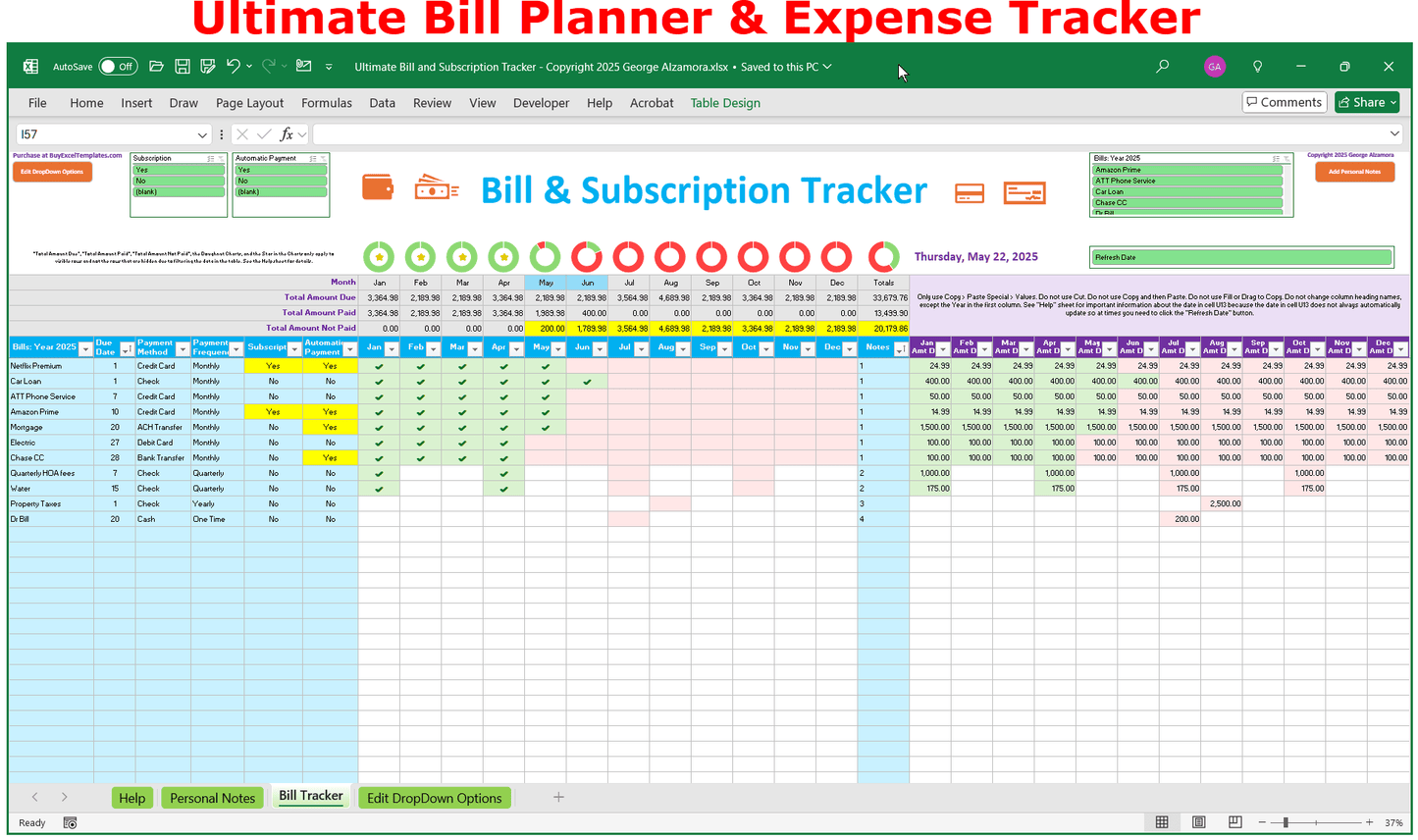 Bill Planner and Expense Tracker