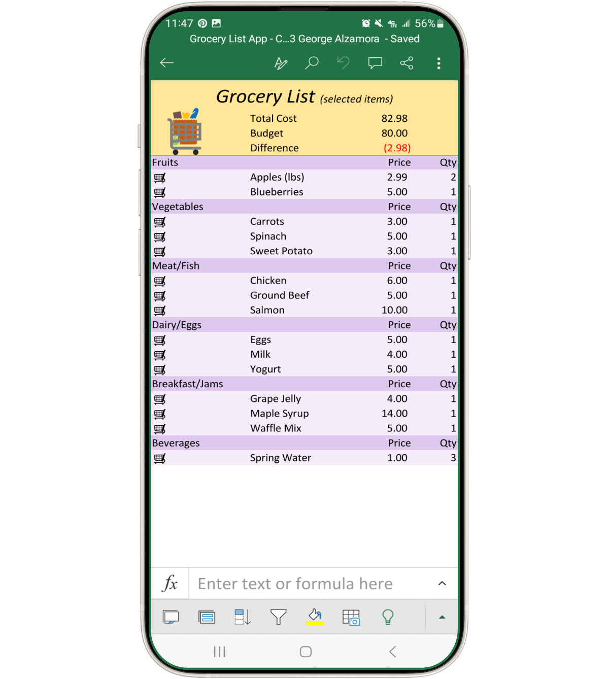 Grocery Shopping List App for iPhone, Android, PC and Mac Computers