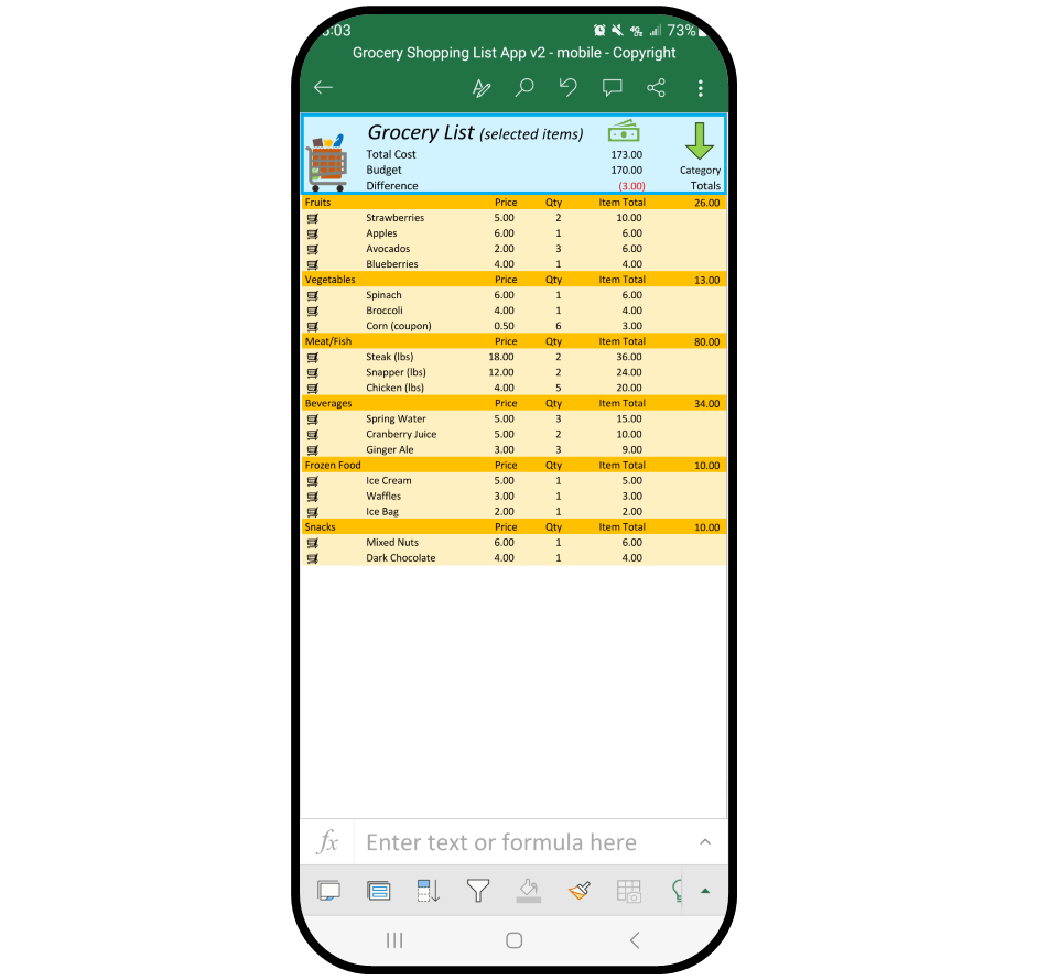 Grocery Shopping List App with Food Budget: Save Money