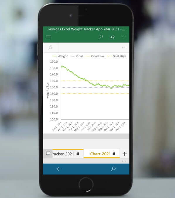 2021 weight tracker for iPhone Excel app
