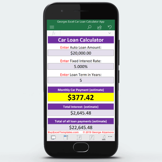 Android App Auto Loan Payment Calculator Excel