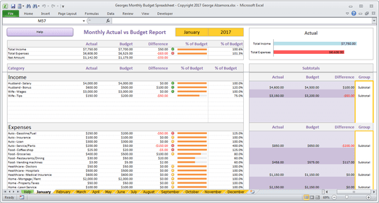 Monthly Budget Spreadsheet for Excel