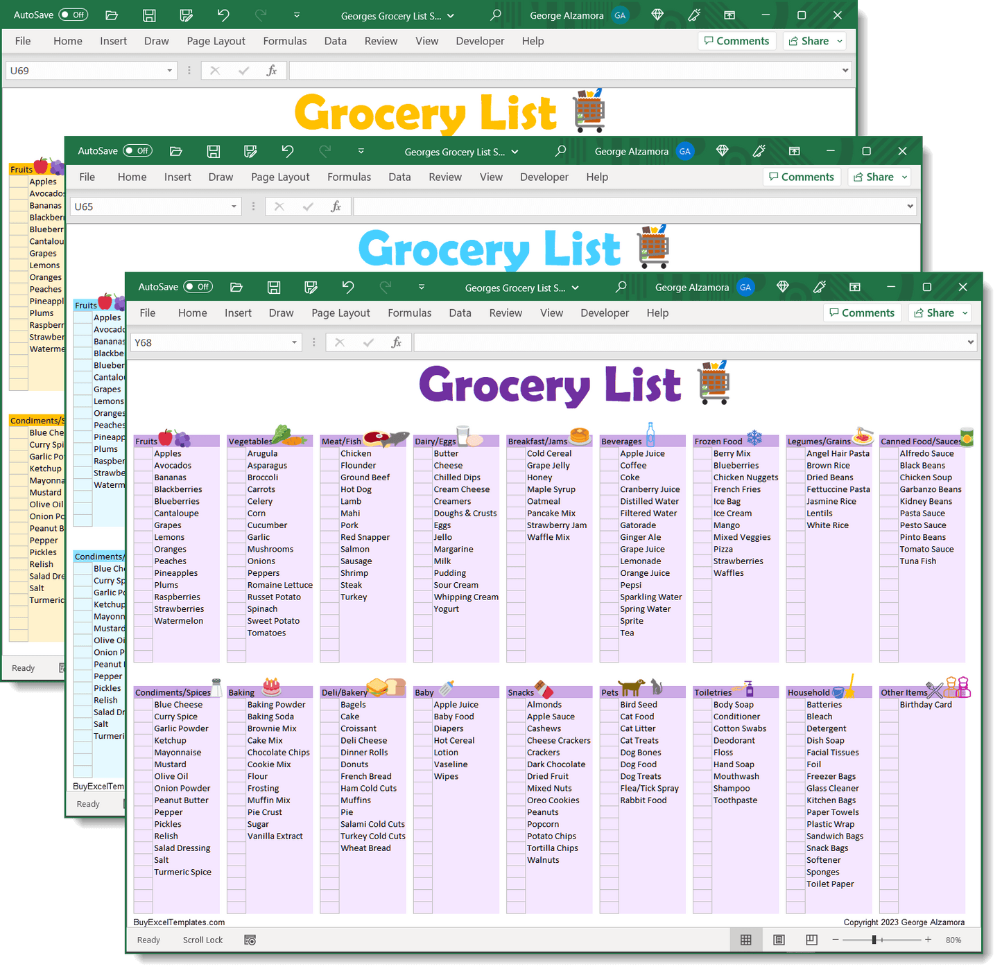 Printable Grocery List Planner