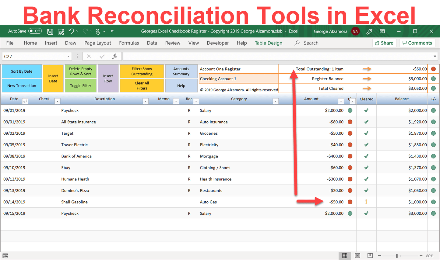 How to reconcile bank account in Excel: Easy