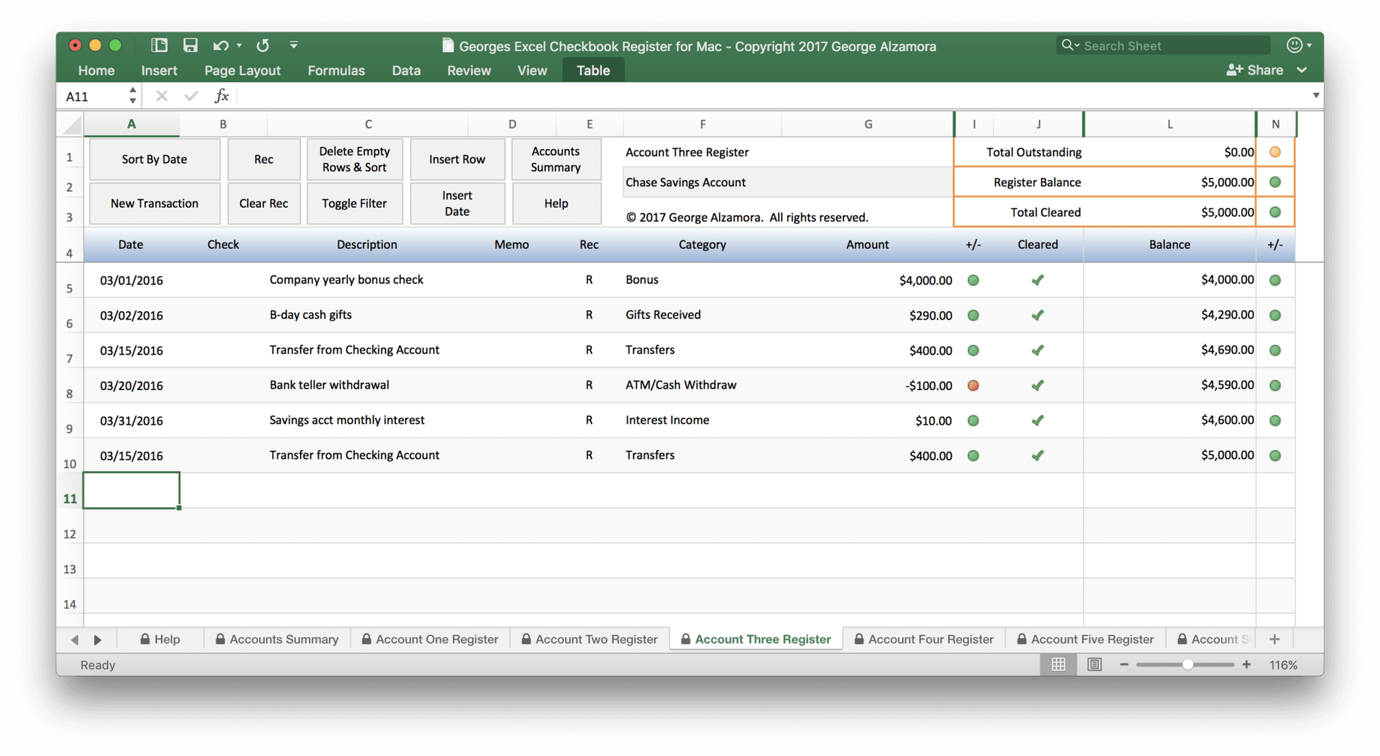 Mac Check Book Account Register