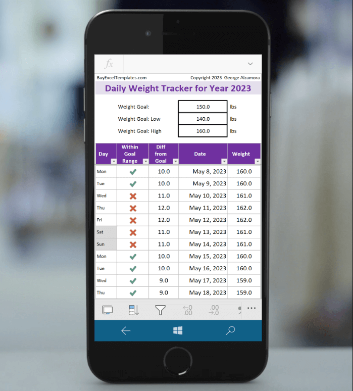 iPhone Weight Loss Tracker App For 2023 | Excel Template