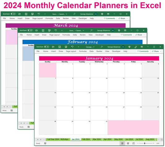 2024 Monthly Calendars