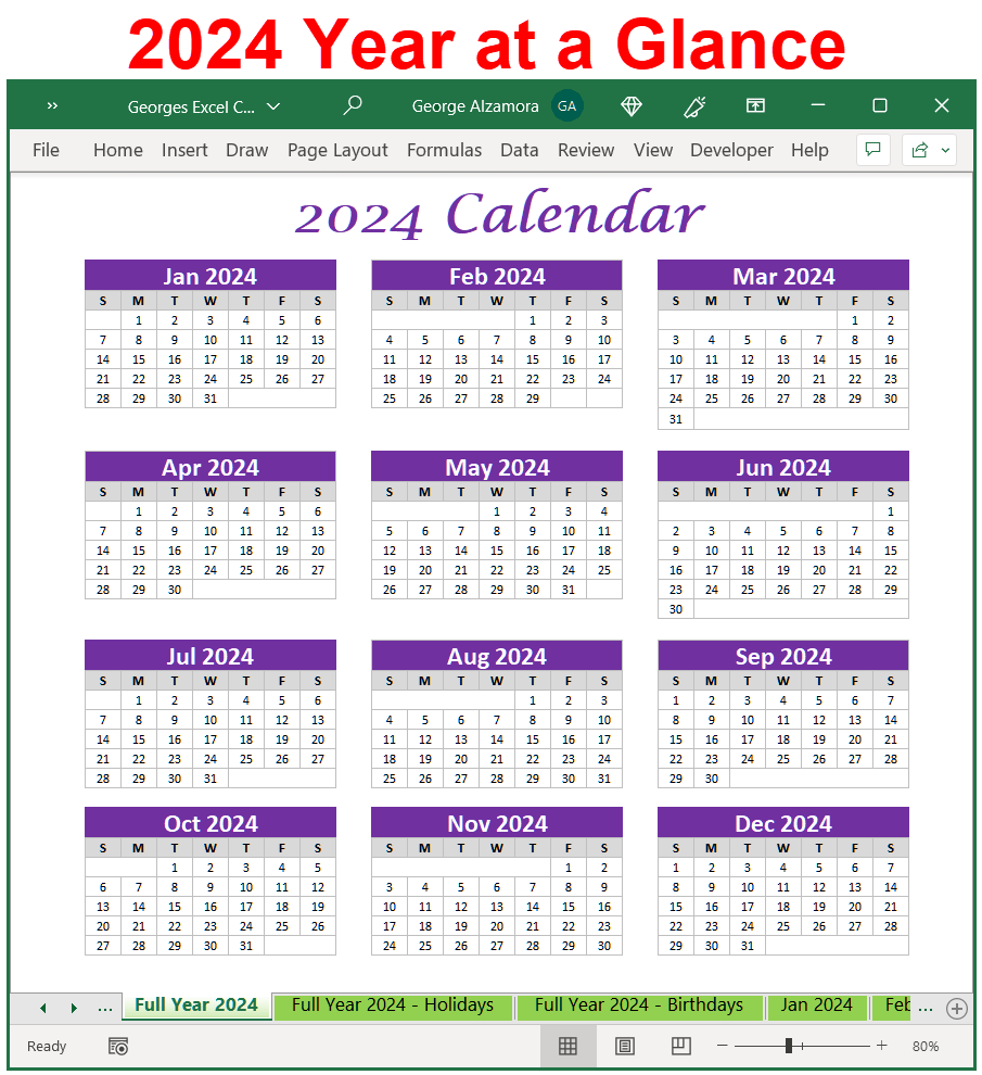 2024 Year At A Glance Planner