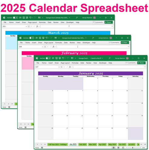 2025 Calendar Spreadsheet: Printable and Editable – BuyExcelTemplates
