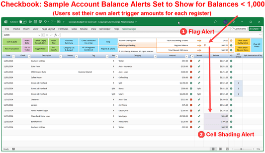 Checkbook App Bank Account Alerts