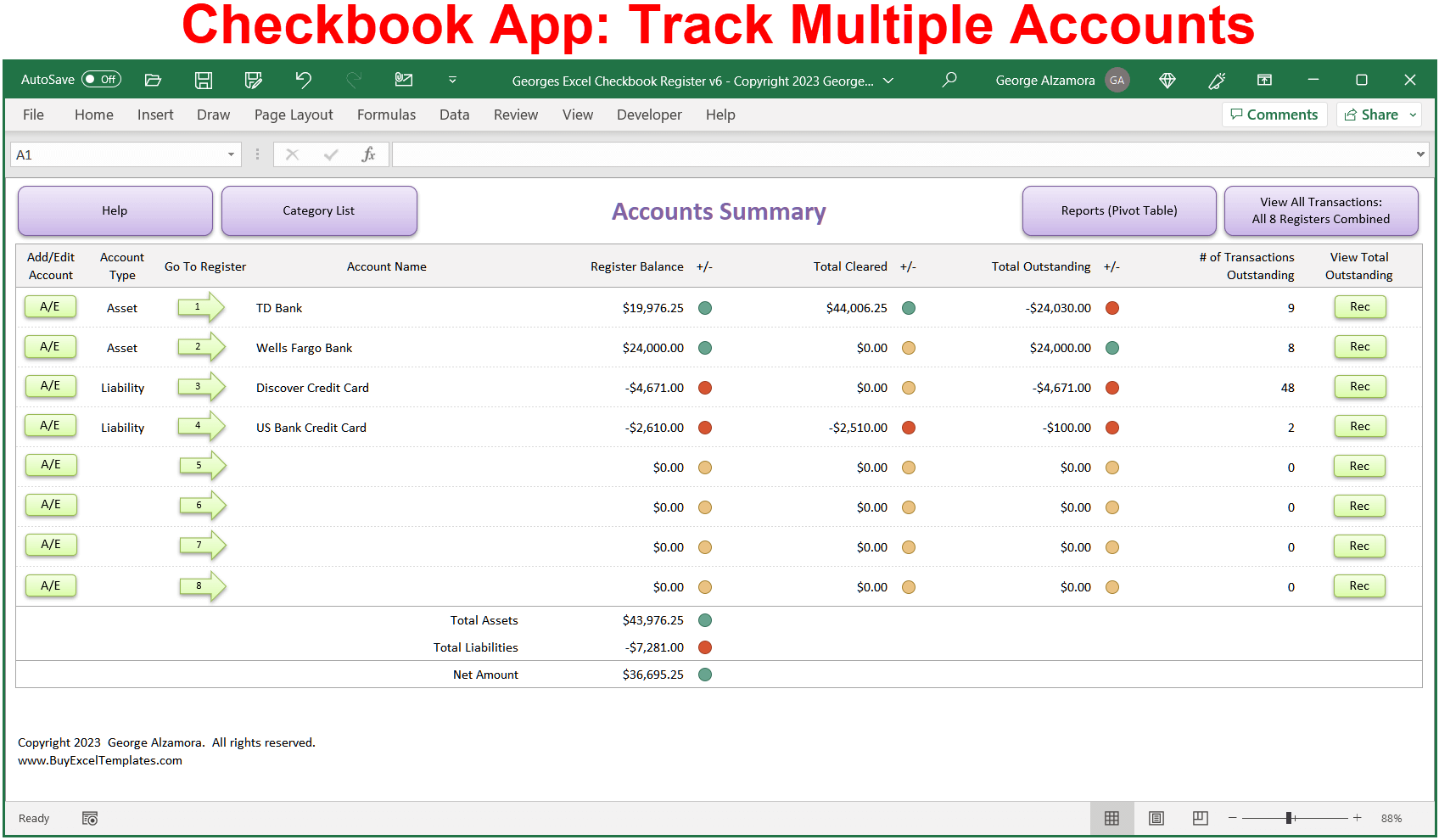 Checkbook App With Multiple Accounts
