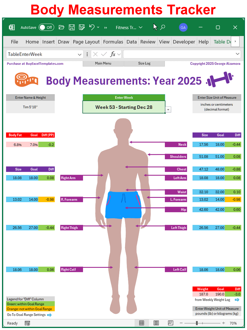 Complete Wellness Bundle Body Measurements App: Body Size Tracker