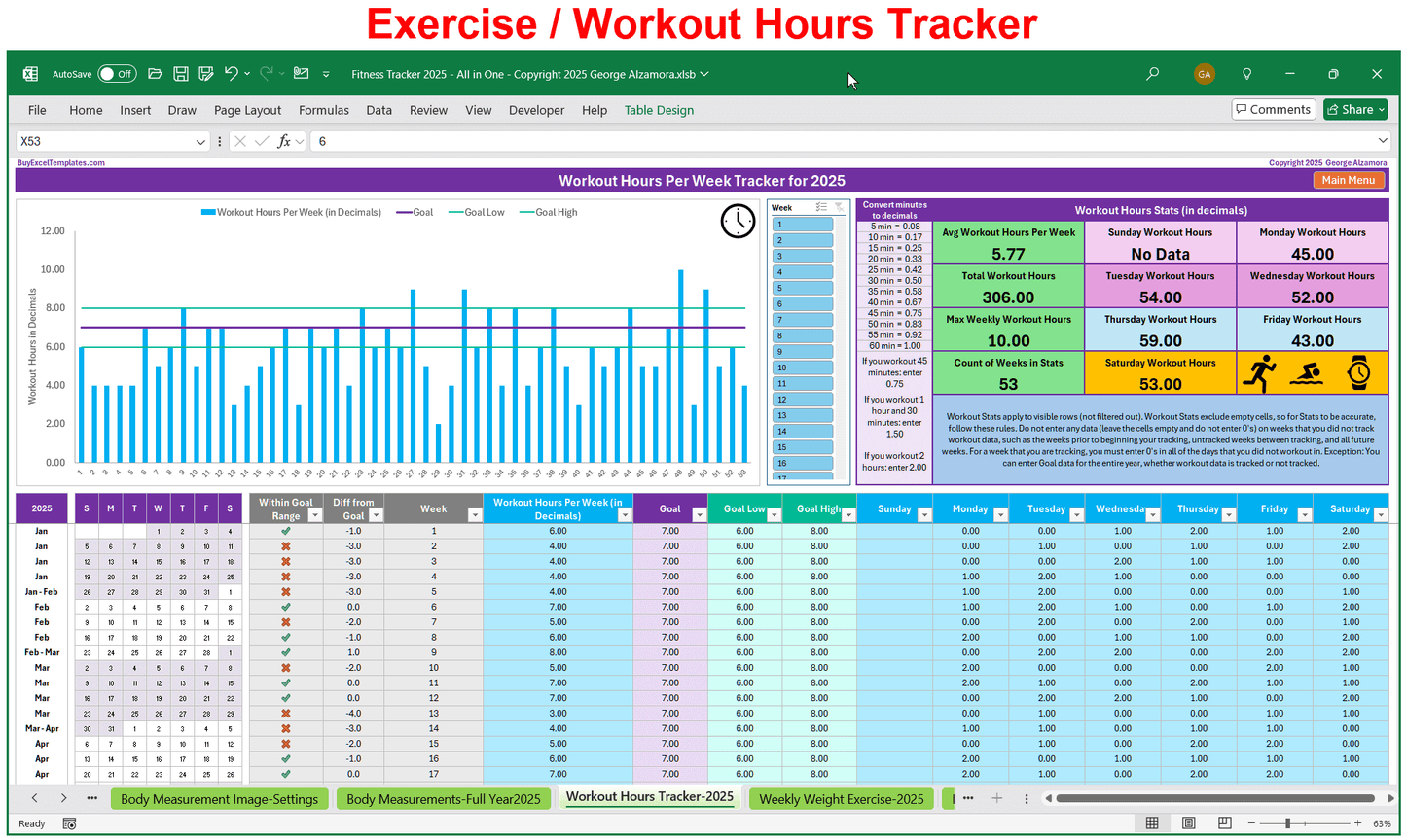Complete Wellness Bundle: Exercise Workout Hours Time Tracker