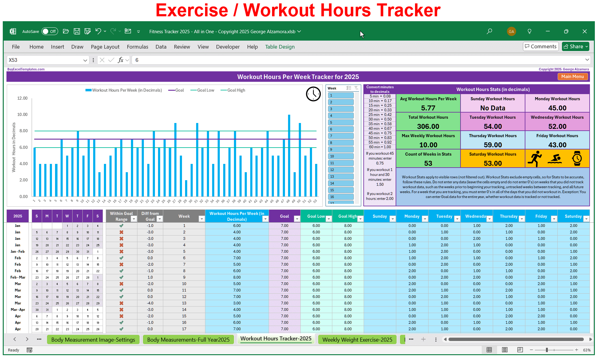 Complete Wellness Bundle: Exercise Workout Hours Time Tracker