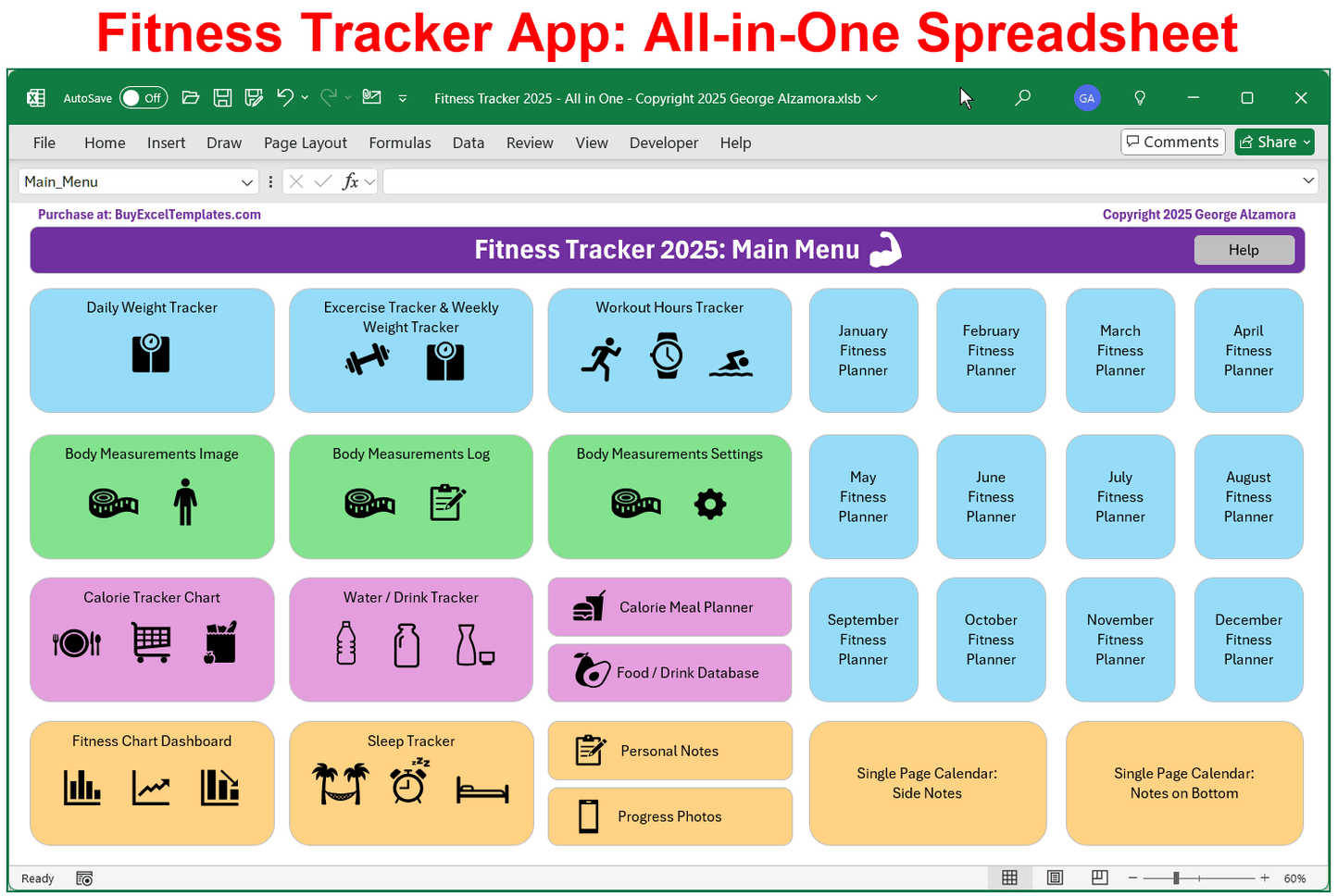 Complete Wellness Bundle: Fitness App  All-in-One Spreadsheet