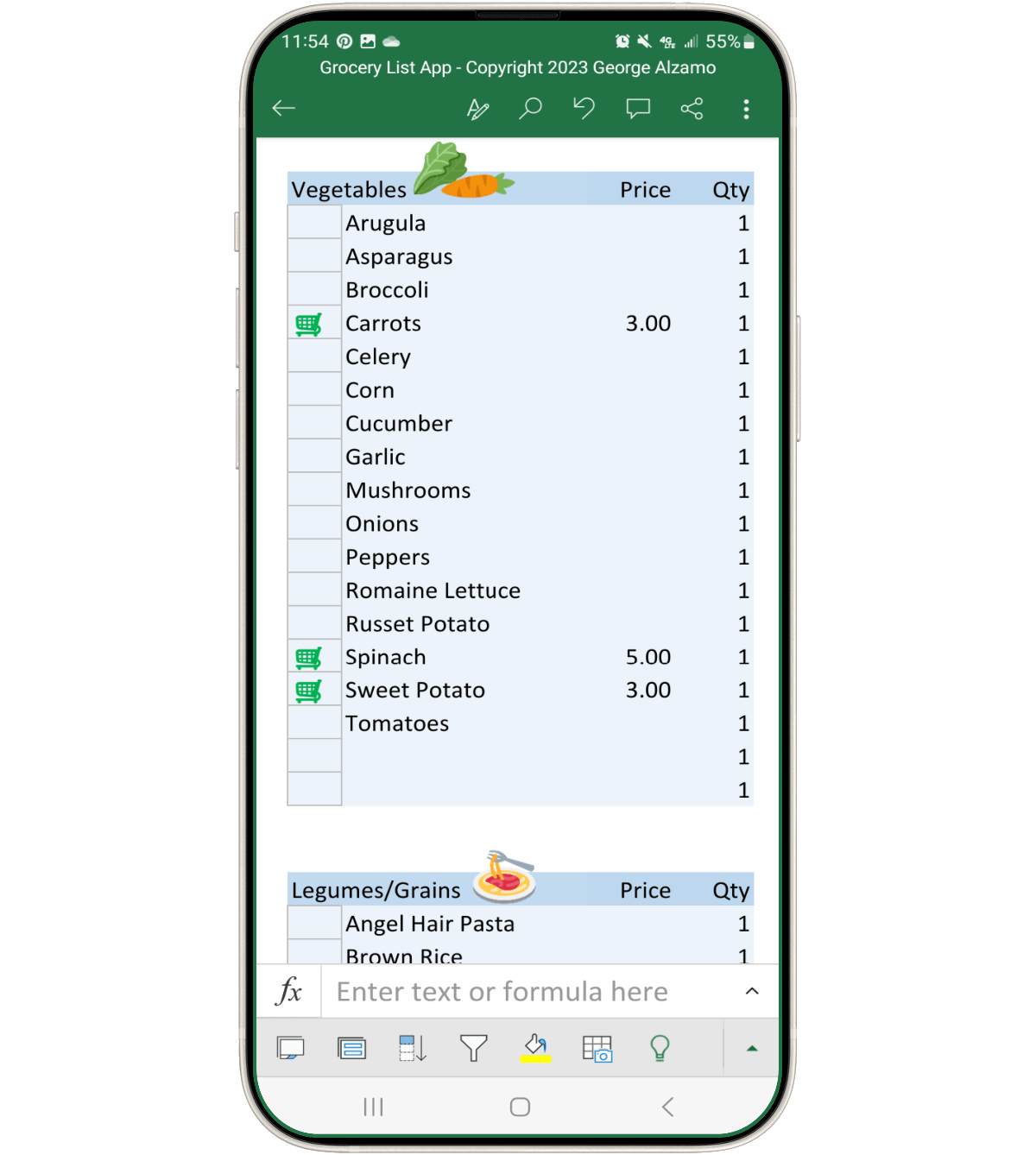 Grocery Shopping List App for iPhone, Android, PC and Mac Computers