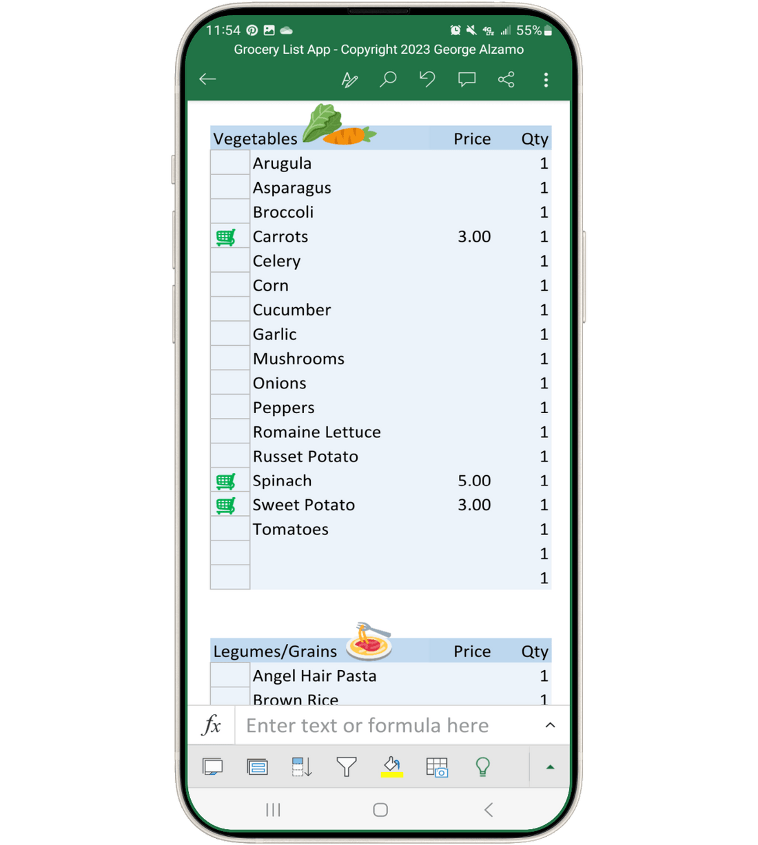 Grocery List App Add Prices & Set Groceries Budget iPhone Android PC