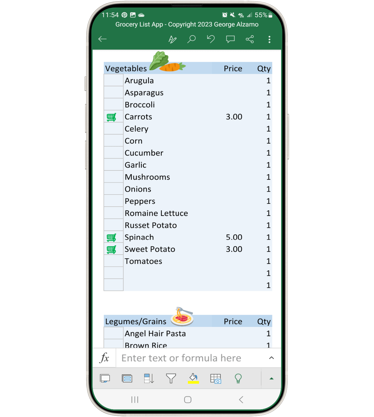 Grocery List App Add Prices & Set Groceries Budget iPhone Android PC
