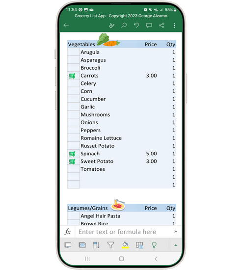 Grocery List App: Add Prices & Set Groceries Budget: iPhone Android PC ...
