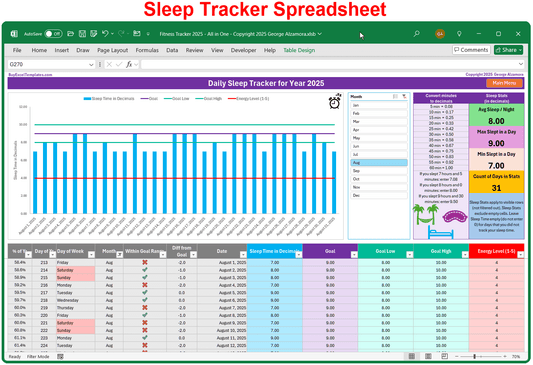 Sleep Tracker Spreadsheet