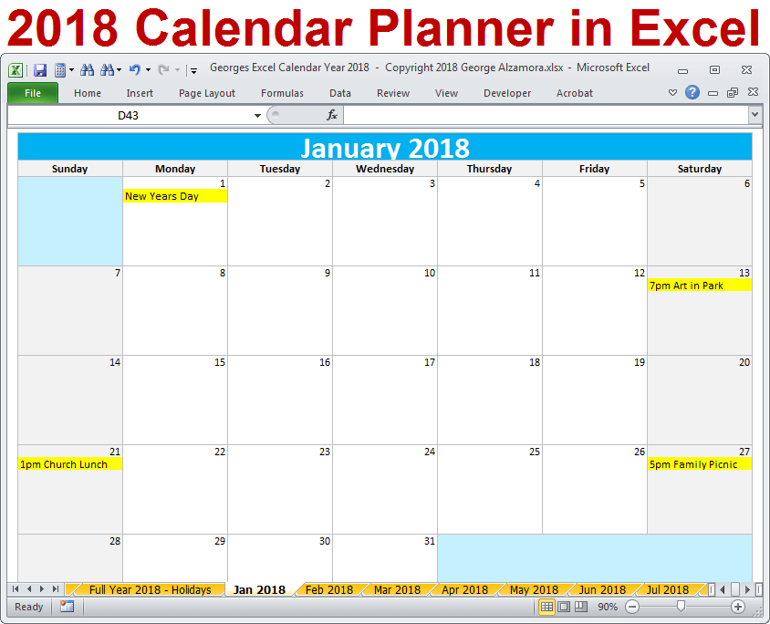 Yearly Calendar Excel Template Yearly Calendar Excel Template