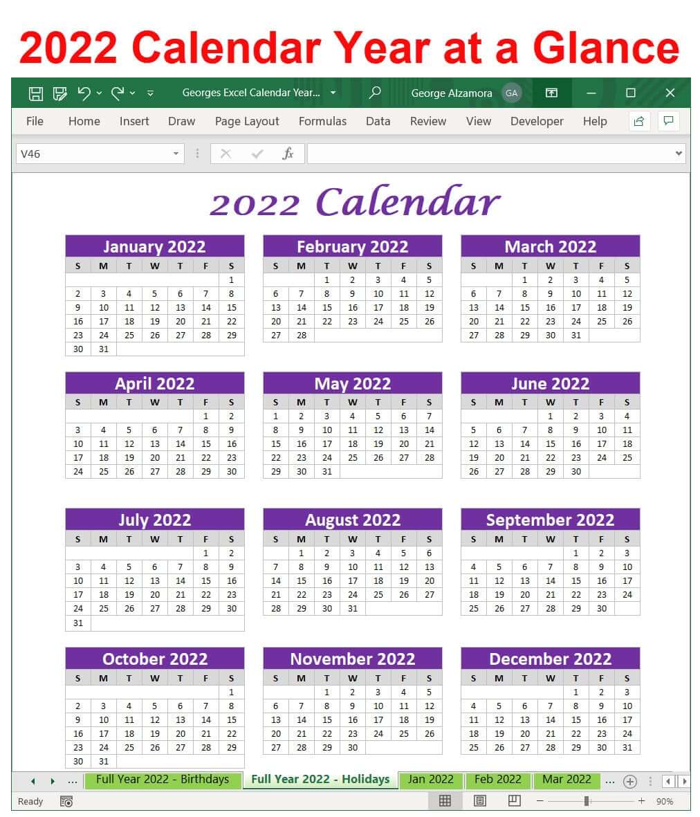 2022 calendar year at a glance