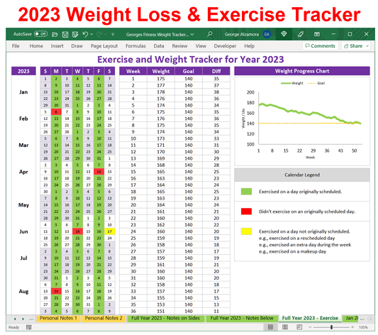 2023 Weight Tracker Spreadsheet