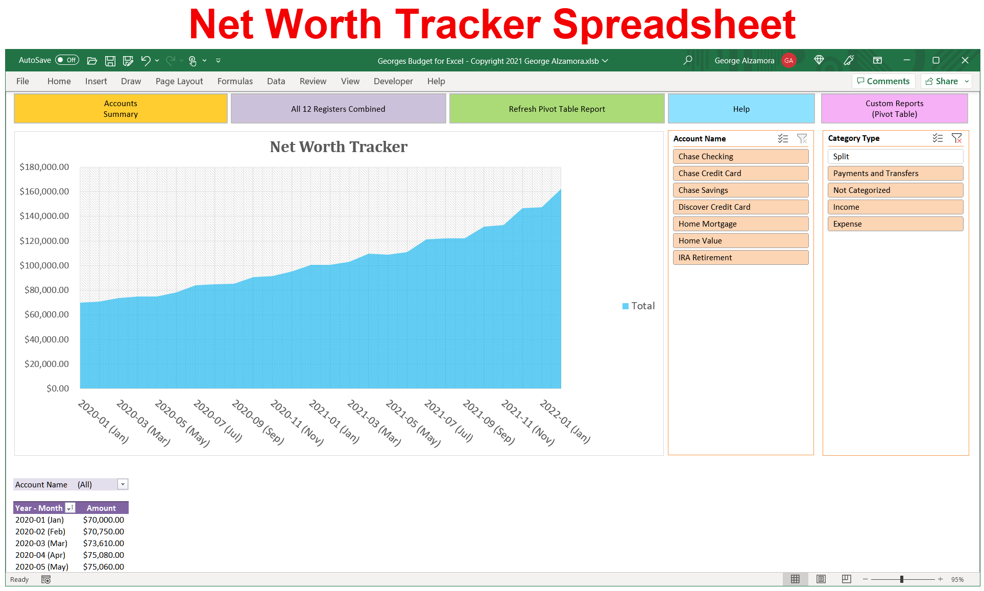 Net Worth Excel Template Net Worth Excel Template
