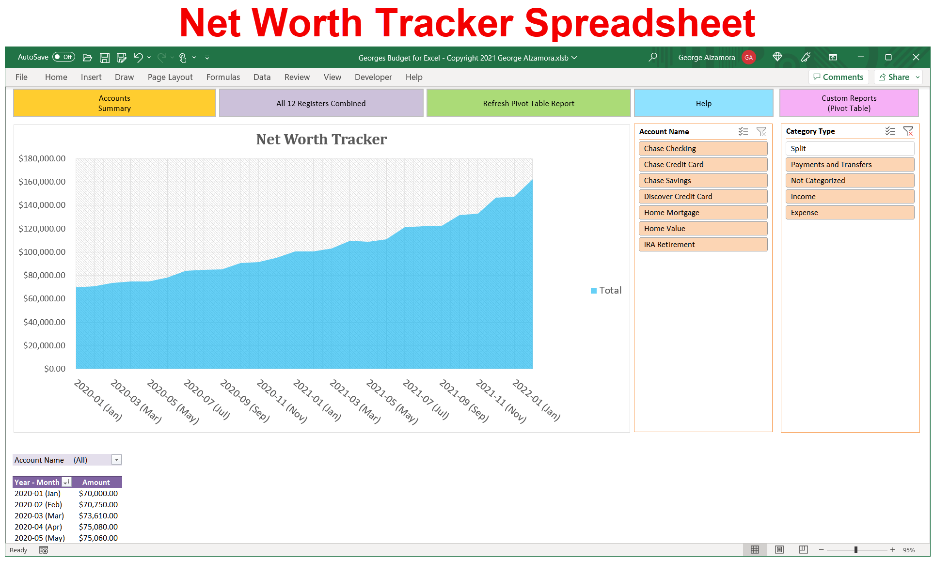 Best Net Worth Tracker Spreadsheet