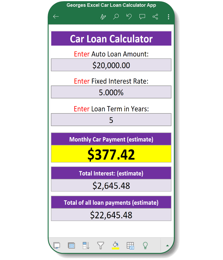 Car payment calculator iPhone app