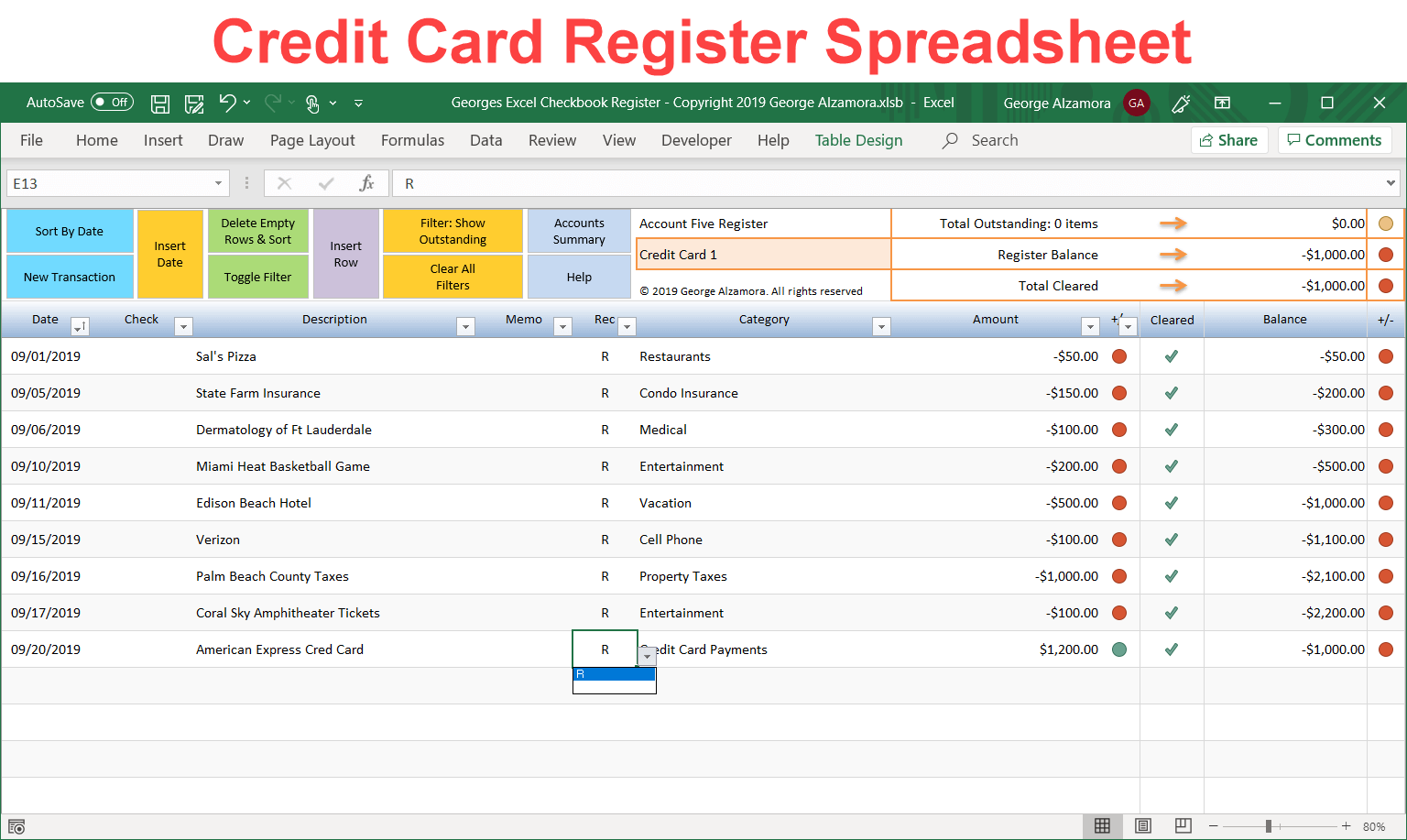 Excel Register Layout Excel Checkbook Register Spreadsheet – BuyExcelTemplates.com