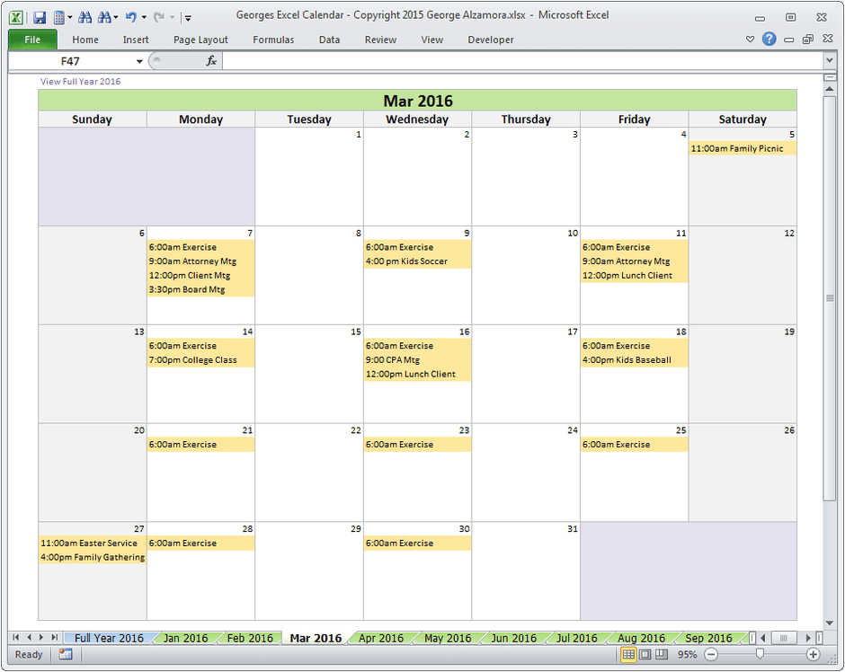 Excel Calendar Templates – BuyExcelTemplates.com