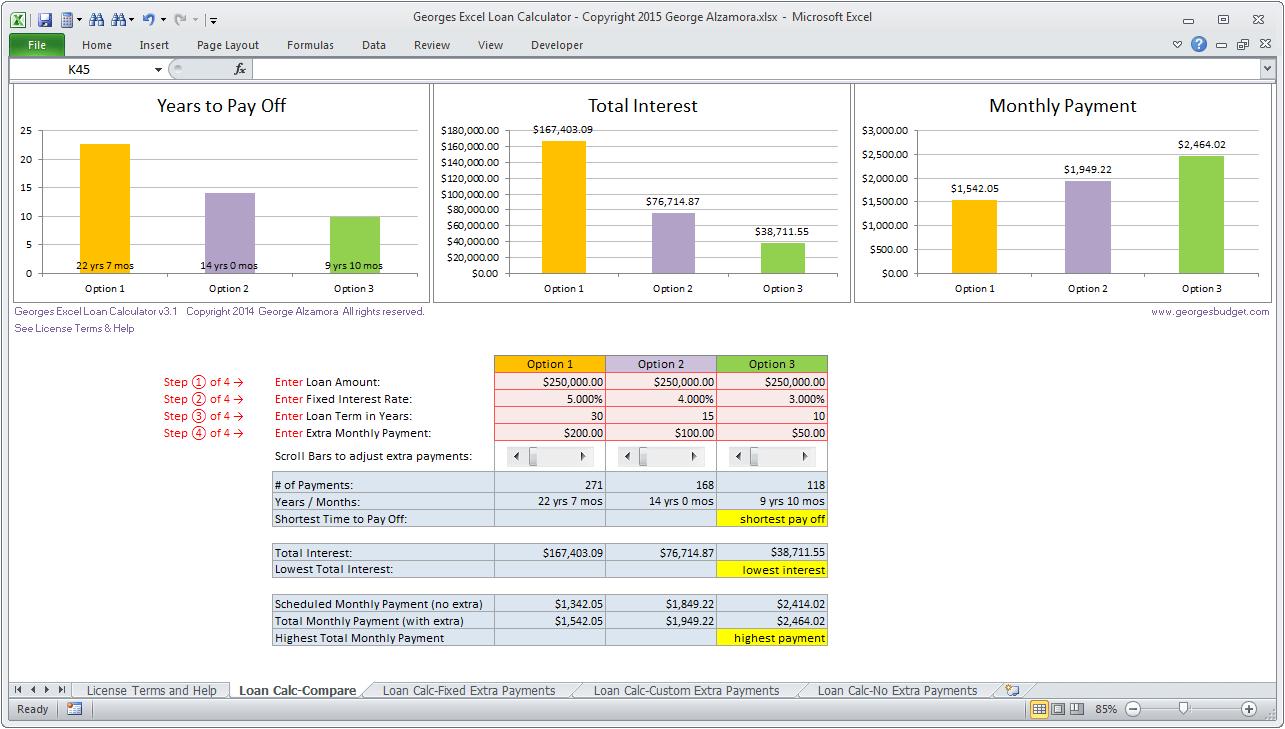 Excel Mortgage Comparison Tool