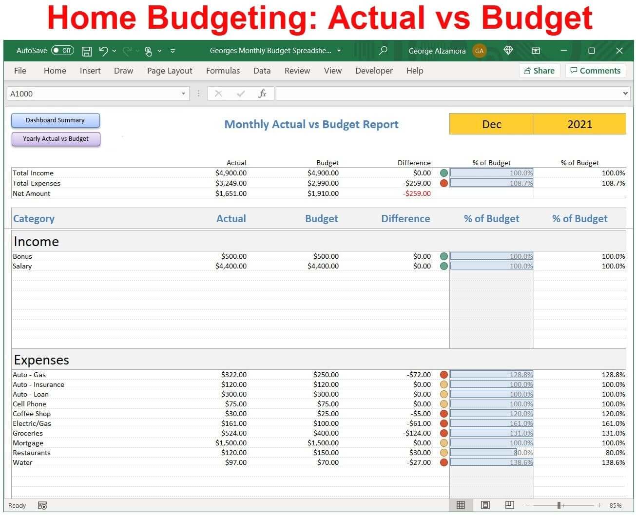 How to create a home budget in Excel