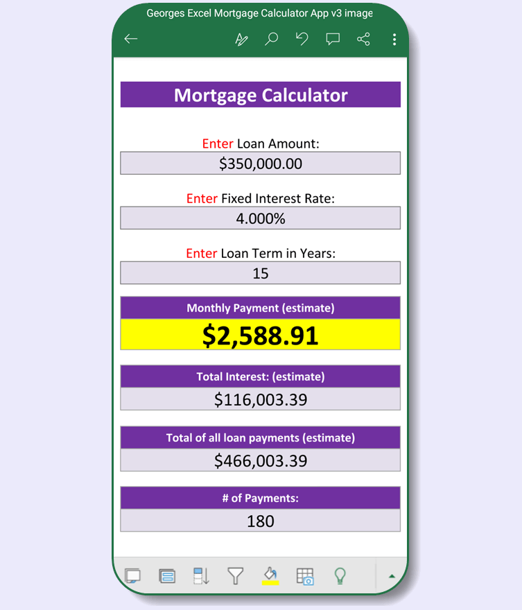 iPhone Mortgage Calculator Spreadsheet App Calculate Payment