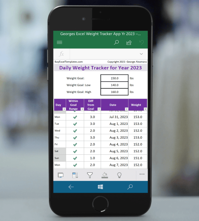 iPhone Weight Loss Tracker App For 2023 | Excel Template