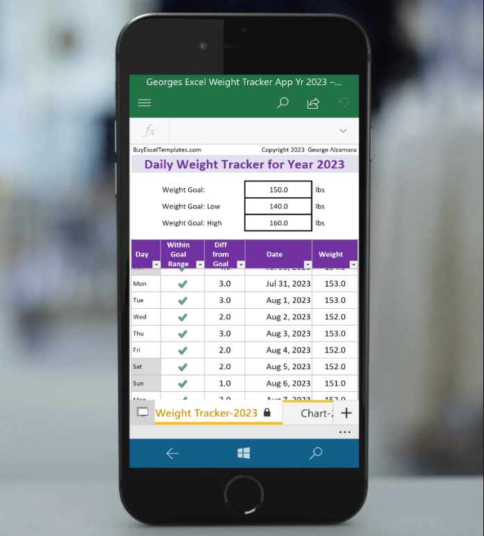 iPhone Weight Loss Tracker App For 2023 | Excel Template