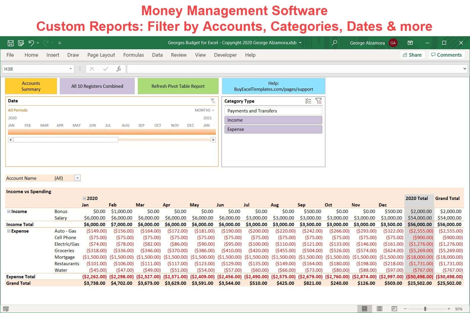 money management expense tracker reporting