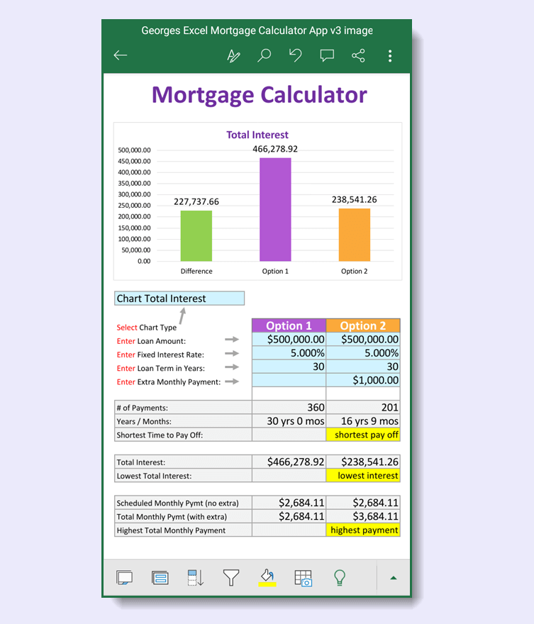 Mortgage Calculator Extra Principal Payments Android App