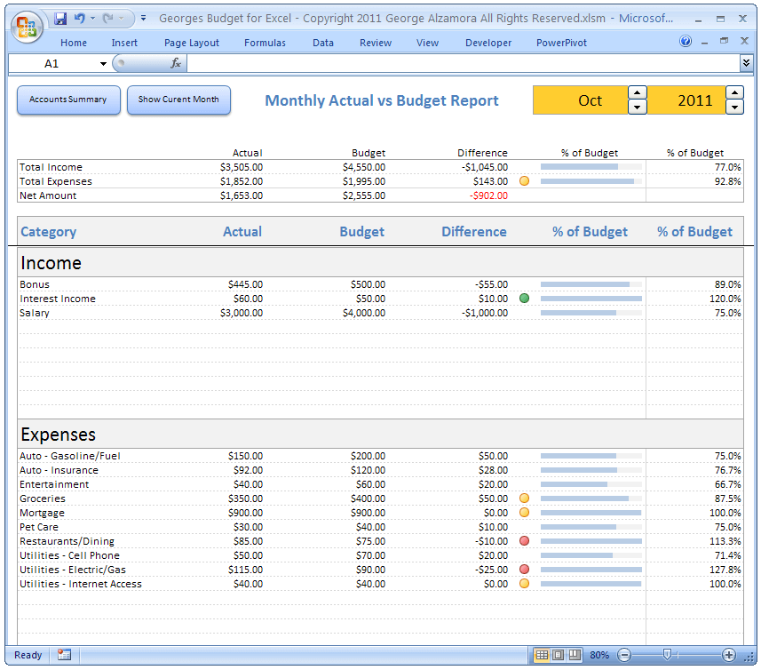 Personal Finance Home Budget Spreadsheet
