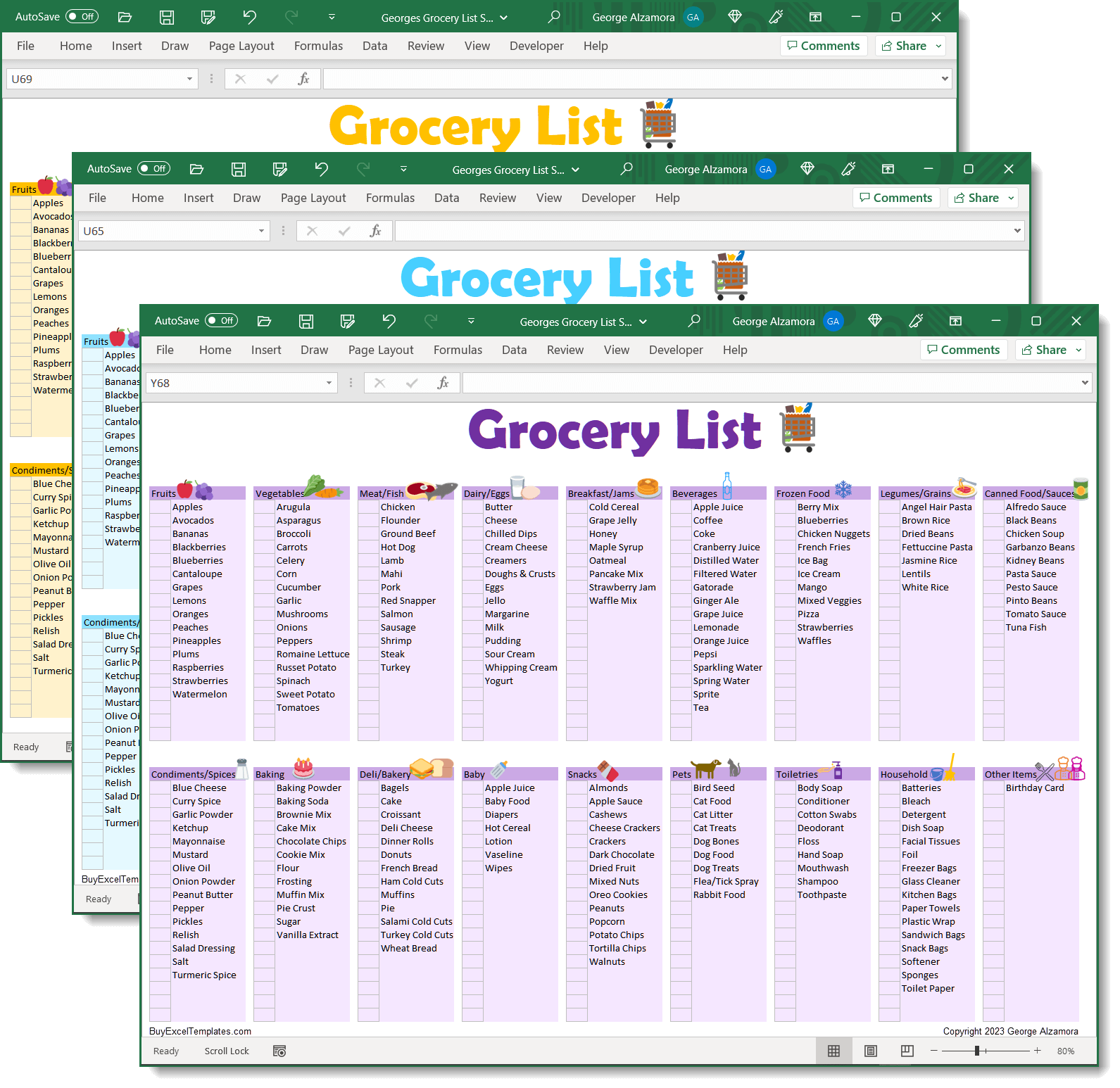 Printable Grocery List Planner