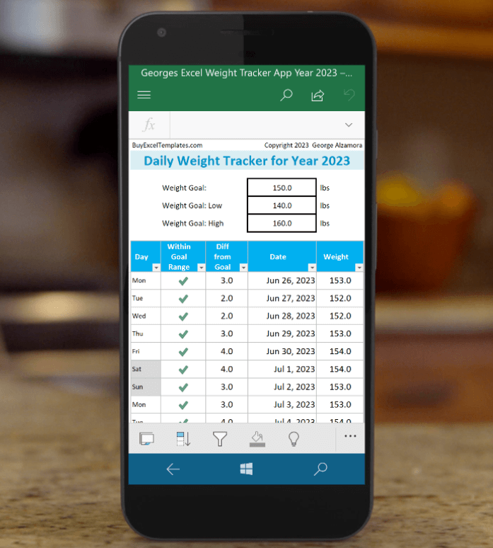 Simple 2023 Android Weight Tracker App In Excel
