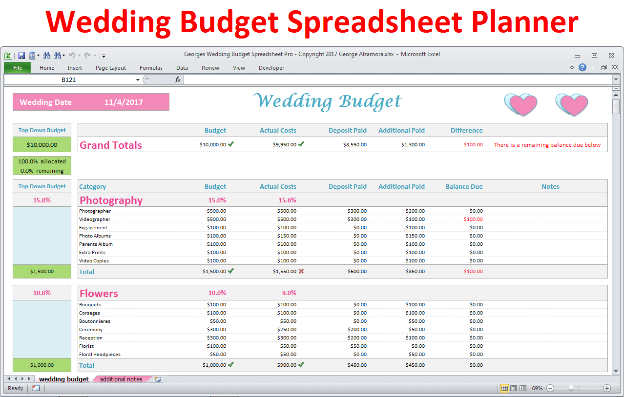 Wedding Planner Budget Organizer